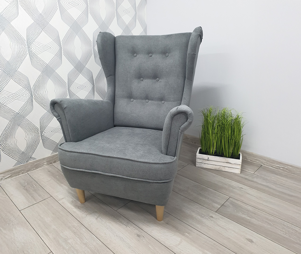 Fotel Uszak Ciemny szary